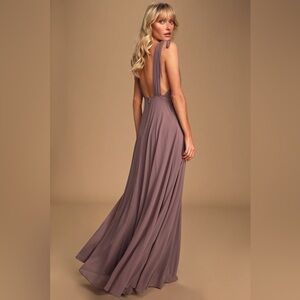 NWT Lulus Dance the Night Away Dusty Purple Backless Maxi Dress